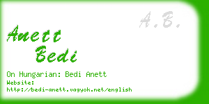anett bedi business card